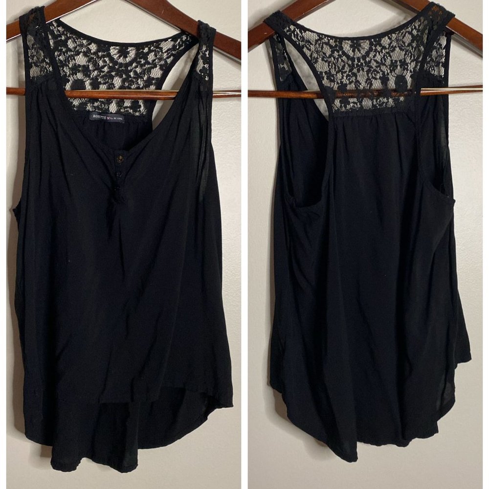 Rosette Black Blouse With Lace